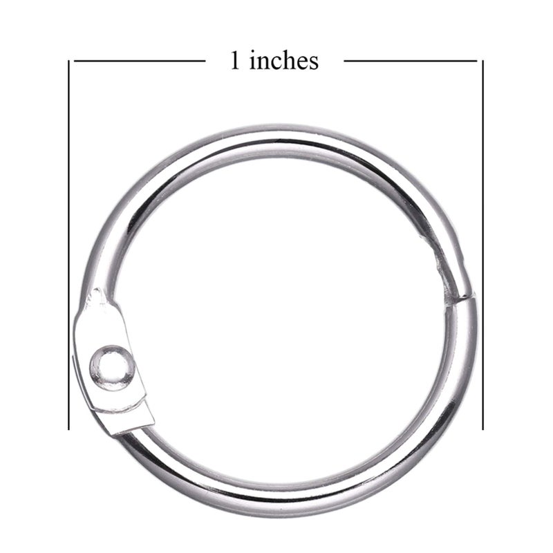 Antner 100Pcs 1 Inch Loose Leaf Binder Rings Nickel Plated Metal Office Book Rings Clips Keychain Keyrings for Index Cards, Flashcards, Notebooks, Photos, Scrapbooks, Home Office Supplies, Silver - Image 2